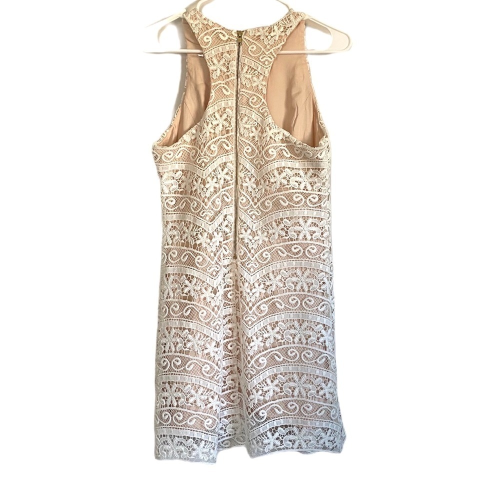 NWOT LAVENDER BROWN White Lace Overlay Dress - Picture 6 of 10